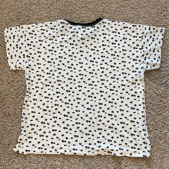 Rag & Bone Ditsy Floral Short Sleeve T-Shirt White Black Size Medium - Picture 2 of 8